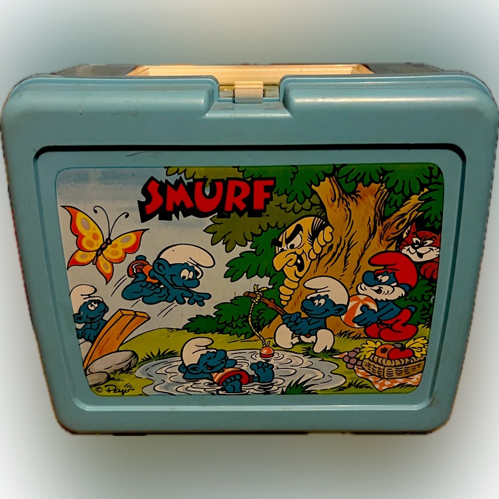 Vintage Smurf Thermos Lunch Kit - Made in USA